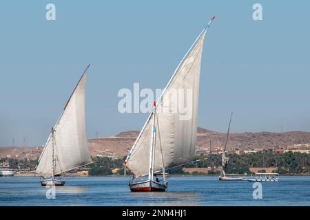 Felucca sul Nilo ad Assuan in Egitto Foto Stock