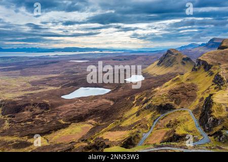 Il Quiraing sulla penisola di Trotternish, Isola di Skye, Scozia Foto Stock