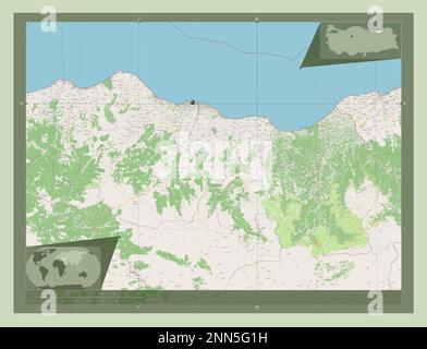 Trabzon, provincia di Turkiye. Aprire la mappa stradale. Mappe delle posizioni ausiliarie degli angoli Foto Stock