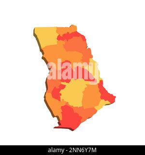 Ghana carta politica delle divisioni amministrative - regioni. Mappa con etichette. Illustrazione Vettoriale