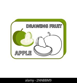 Come disegnare una mela carina. Buono per disegno bambino illustrazione. Illustrazione vettoriale Illustrazione Vettoriale