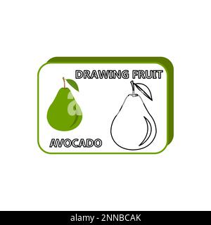 Avocado colorazione pagina per bambini Illustrazione Vettoriale