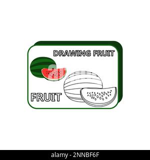 Libro da colorare per bambini, vettore anguria Illustrazione Vettoriale