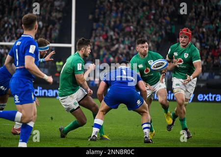 Roma, Italia 25th febbraio 2023. Azione durante la partita di rugby delle sei Nazioni tra Italia e Irlanda allo Stadio Olimpico di Roma. Photo Credit: Fabio Pagani/Alamy Live News Foto Stock