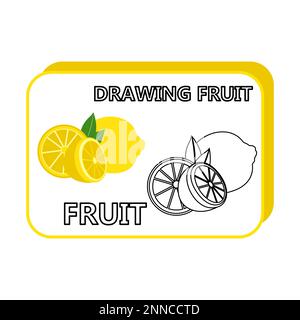 Disegno di un foglio di lavoro con illustrazione del colore Lemon per bambini Illustrazione Vettoriale