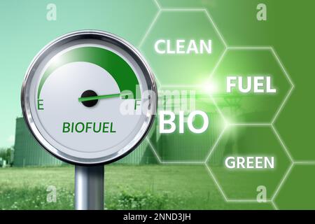 Concetto di decarbonizzazione del carburante biologico a emissioni di carbonio neutre Foto Stock