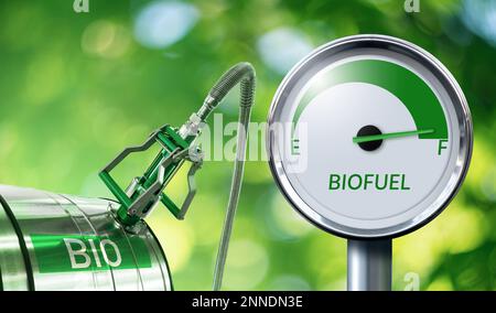 Concetto di decarbonizzazione del carburante biologico a emissioni di carbonio neutre Foto Stock