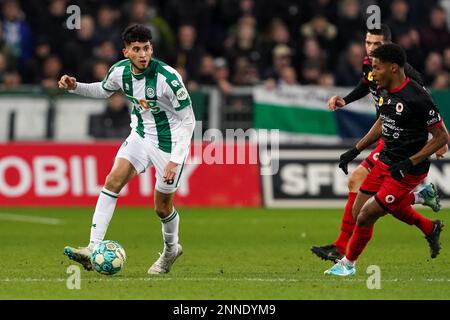 GRONINGEN, PAESI BASSI - 25 FEBBRAIO: Ricardo Pepi del FC Groningen durante la partita di Eredivie tra il FC Groningen e l'Excelsior all'Euroborg il 25 febbraio 2023 a Groningen, Paesi Bassi (Foto di Andre Weening/Orange Pictures) Foto Stock