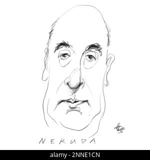 Ritratto del poeta Pablo Neruda Foto Stock