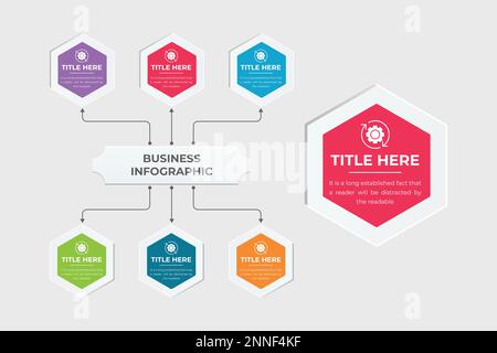 Presentazione aziendale e visualizzazione dei dati vettore di elementi infografici. Elementi grafici astratti con forme geometriche. Modello infografico f Illustrazione Vettoriale