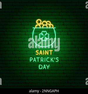 Etichetta neon del giorno dei San Patrizio Illustrazione Vettoriale