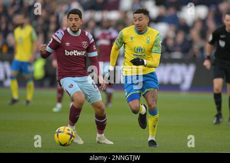 Londra, Regno Unito. 25th Feb, 2023. Jesse Lingard della Foresta di Nottingham durante la partita della West Ham vs Nottingham Forest Premier League al London Stadium Stratford. Credit: MARTIN DALTON/Alamy Live News Foto Stock