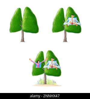 Illustrazione clinica anti-fumo Foto Stock