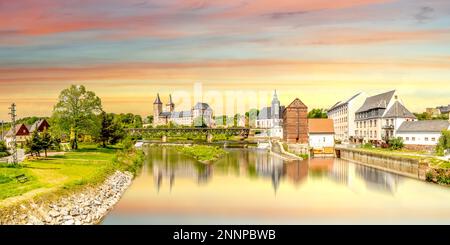 Vista su Rochlitz, Germania Foto Stock