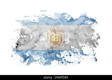 Sfondo argentino, argentino, argentino a bandiera dipinto su carta bianca con acquerello Foto Stock