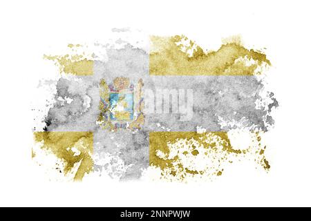 Russia, Russo, Stavropol Krai sfondo bandiera dipinto su carta bianca con acquerello Foto Stock
