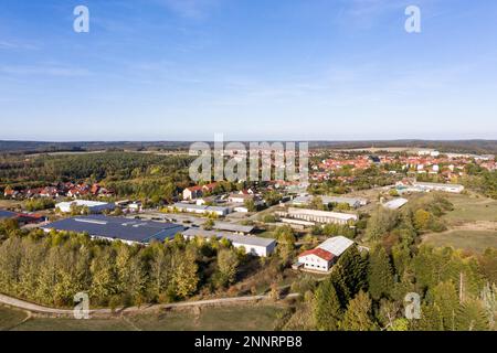 Panoramica di Harzgerode nelle montagne Harz Foto Stock