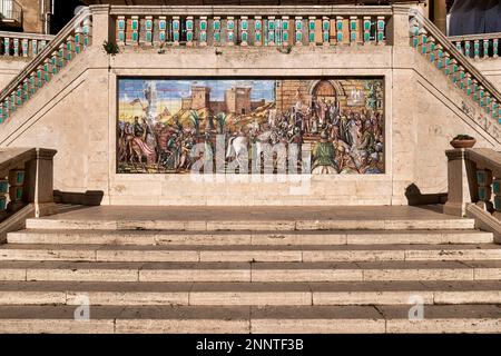 Le famose ceramiche nelle strade di Caltagirone. Sicilia Italia Foto Stock