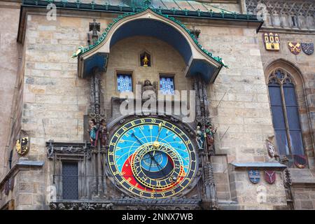 Orologio astronomico di Praga . L'orologio della torre della città vecchia a Praga Repubblica Ceca Foto Stock