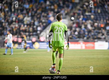 Chester, Pennsylvania, Stati Uniti. 25th Feb, 2023. 25 febbraio 2023, Chester PA-Columbus Crew player PATRICK SCHULTE (28) in azione durante la partita al Subaru Park (Credit Image: © Ricky Fitchett/ZUMA Press Wire) SOLO PER USO EDITORIALE! Non per USO commerciale! Foto Stock