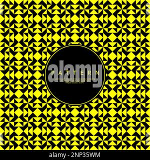 Motivo astratto quadrato triangolare geometrico giallo. Moderna ripetizione simmetrica. Illustrazione Vettoriale