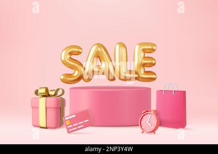 3D Grande sconto vendita banner design Illustrazione Vettoriale