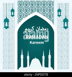 Ramadan kareem carta d'auguri islamica immagine vettoriale sfondo Illustrazione Vettoriale