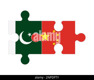 Puzzle connesso di bandiere del Pakistan e della Cina, vettore Illustrazione Vettoriale