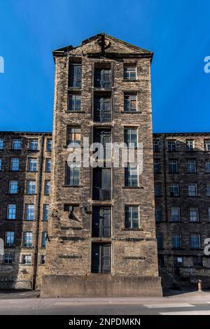 Dean Clough Mill magazzino a Halifax. Foto Stock