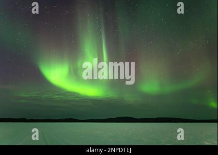 La bellissima luce settentrionale vista da Kiruna in Svezia. Foto Stock