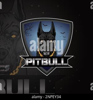 Cane pitbull esport gioco mascotte modello logo, bulldog Illustrazione Vettoriale