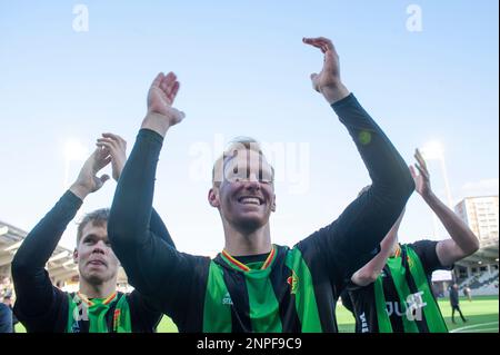 Goteborg, Svezia. 26th Feb 2023. Viktor Kruger di GAIS festeggia il 26 febbraio 2023 a Goteborg, dopo la partita di Coppa di Svezia a gironi tra GAIS e IFK Goteborg. Credit: Oskar Olteus / Alamy Live News Foto Stock