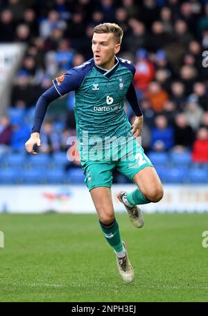 Chesterfield, Regno Unito. 24th Feb, 2023. Foto di azione di Mark Kitching of Oldham Athletic Association Football Club durante la partita di Vanarama National League tra Chesterfield e Oldham Athletic allo stadio b2net di Chesterfield sabato 25th febbraio 2023. (Foto: Eddie Garvey | NOTIZIE MI) Credit: NOTIZIE MI & Sport /Alamy Live News Foto Stock