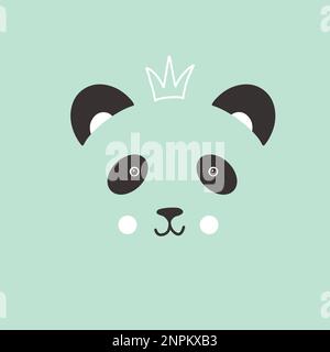 Cute Panda faccia. Cartoon animale semplice ritratto, illustrazione vettoriale. Illustrazione Vettoriale