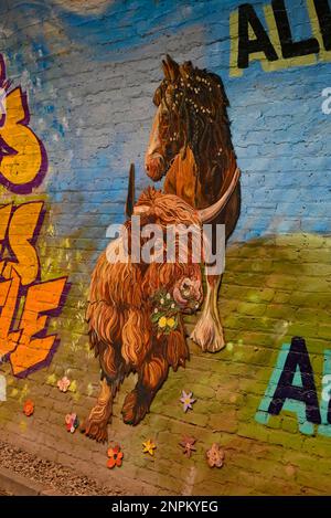 Il più grande murale della Scozia nel tunnel di Colinton Foto Stock