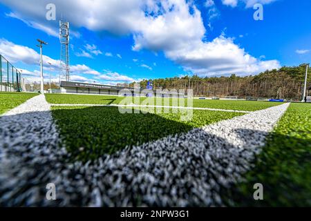 Oud Heverlee, Belgio. 26th Feb, 2023. Lo Stadion Oud-Heverlee ha illustrato prima di una partita di calcio femminile tra Oud Heverlee Leuven ed Eendracht Aalst il 21° giorno di incontro della stagione 2022 - 2023 del campionato belga Lotto Womens Super League , domenica 26 febbraio 2023 a Oud Heverlee , Belgio . FOTO SPORTPIX | Stijn Audooren Credit: Sportpix/Alamy Live News Foto Stock