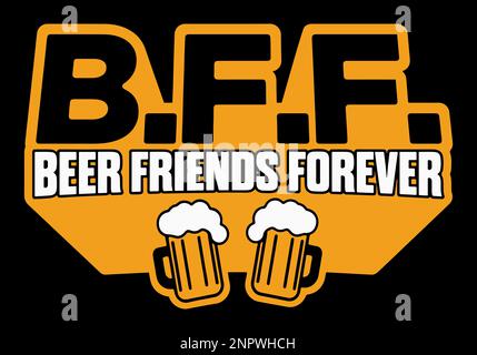 BFF birra amici per sempre con l'icona della birra Illustrazione Vettoriale