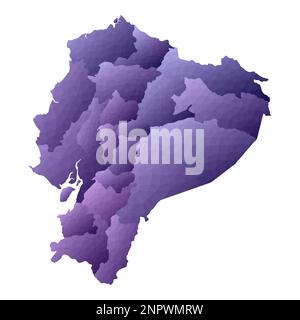 Mappa dell'Ecuador. Stile geometrico contorno paese. Illustrazione del vettore viola aggraziato. Illustrazione Vettoriale