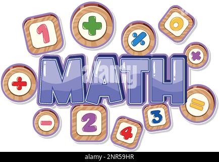 Illustrazione del banner di testo matematico e numerico Illustrazione Vettoriale