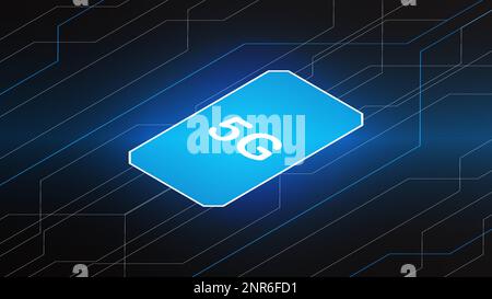 Concetto di background della tecnologia di rete 5G. Connessione wireless 5G internet Wi-fi, dati, linea circolare, luci, tecnologia Abstract, vettore. 5G per il Web Illustrazione Vettoriale