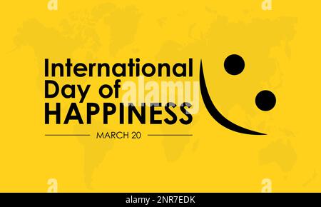 Giornata internazionale della felicità. Importanza della felicità all'interno di vite sane e felici concetto di marzo 20th. Illustrazione Vettoriale