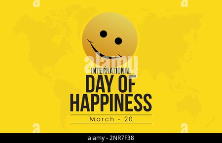 Giornata internazionale della felicità. Importanza della felicità all'interno di vite sane e felici concetto di marzo 20th. Illustrazione Vettoriale