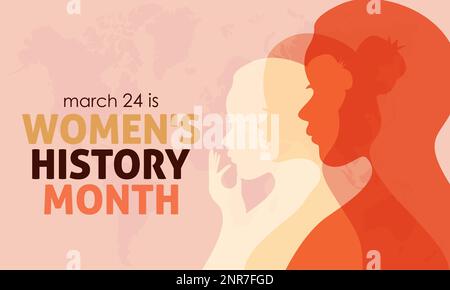 Mese nazionale della storia delle donne. Contributi spesso trascurati delle donne alla campagna di concetto di storia il mese di marzo Illustrazione Vettoriale
