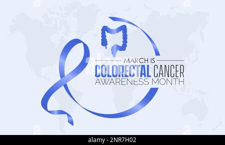 Mese nazionale di consapevolezza del cancro al colon-retto. Salvare vite umane con il concetto di prevenzione consapevolezza osservato lo scorso marzo Illustrazione Vettoriale