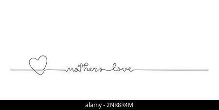 Linea vettoriale scritta Mothers amore per banner, regali tag, amore. Illustrazione Vettoriale
