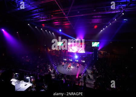 General view, 25 FEBBRAIO 2023 - Breaking : WDSF Breaking for Gold World Series Kitakyushu Woen's TOP8 al West Japan General Exhibition Center a Fukuoka, Giappone. (Foto di Naoki Morita/AFLO SPORT) Foto Stock