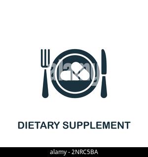 Supplemento dietetico icona. Semplice segno monocromatico dalla collezione della farmacia. Integrazione dietetica icona per logo, modelli, web design e infografiche. Illustrazione Vettoriale