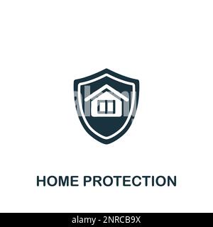 Icona di protezione domestica. Firma semplice monocromatica dalla raccolta di sicurezza. Icona Home Protection per logo, modelli, web design e infografica. Illustrazione Vettoriale