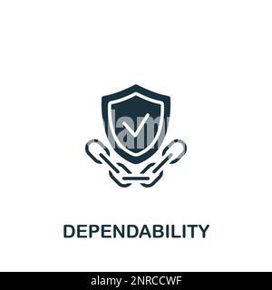 Icona affidabilità. Firma semplice monocromatica dalla raccolta di sicurezza. Icona di affidabilità per logo, modelli, web design e infografiche. Illustrazione Vettoriale