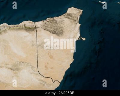 Bari, regione della Somalia continentale. Mappa satellitare a bassa risoluzione Foto Stock